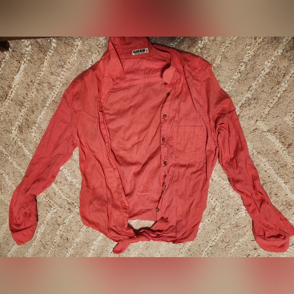 Pink Button Up Garage Top Size Medium